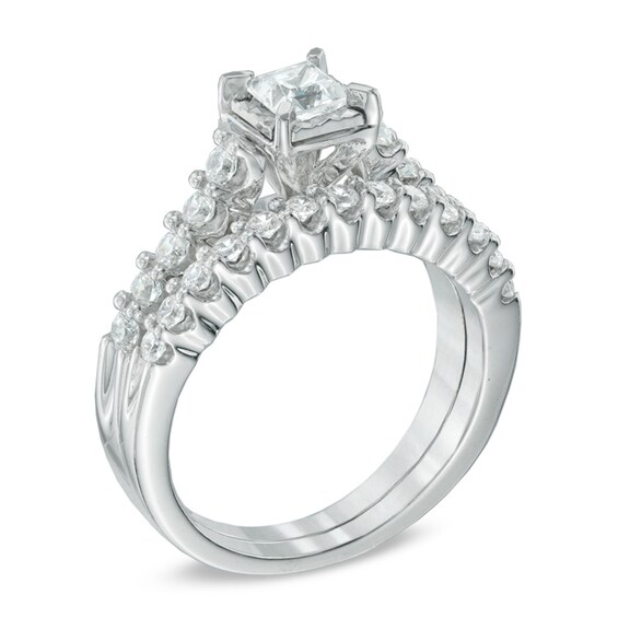 Previously Owned - 1 CT. T.w. Princess-Cut Diamond Bridal Set in 14K White Gold