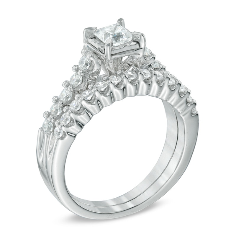 Main Image 2 of Previously Owned - 1 CT. T.W. Princess-Cut Diamond Bridal Set in 14K White Gold