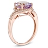 Thumbnail Image 2 of Previously Owned - Oval Rose de France Amethyst and Lab-Created White Sapphire Frame Bypass Ring in 10K Rose Gold