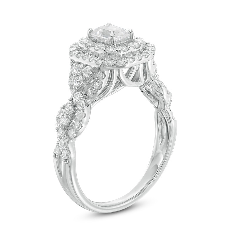 Previously Owned - Celebration Ideal 1-1/2 CT. T.W. Emerald-Cut Diamond Frame Engagement Ring in 14K White Gold