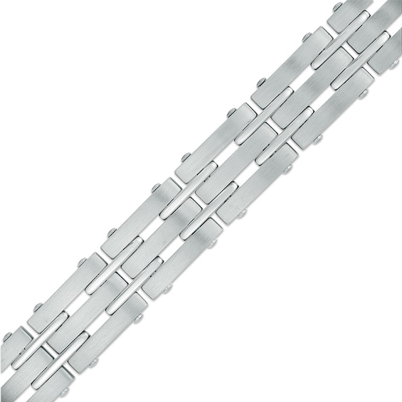 Previously Owned - 13.0mm Brushed Link Bracelet in Stainless Steel - 8.5"