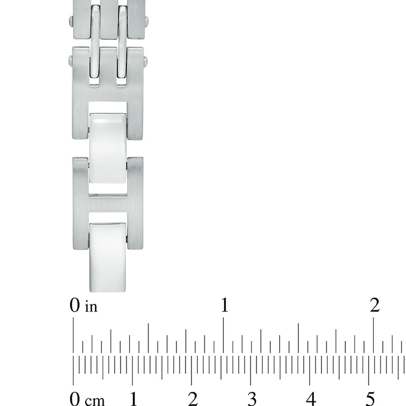 Main Image 2 of Previously Owned - 13.0mm Brushed Link Bracelet in Stainless Steel - 8.5"