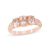 Thumbnail Image 0 of Previously Owned - Oval Morganite and Diamond Accent Three Stone with Tri-Sides Ring in 10K Rose Gold