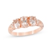 Thumbnail Image 1 of Previously Owned - Oval Morganite and Diamond Accent Three Stone with Tri-Sides Ring in 10K Rose Gold