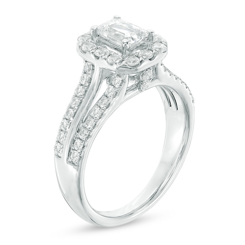 Main Image 2 of Previously Owned - Celebration Ideal 1-1/2 CT. T.W. Diamond Octagonal Frame Engagement Ring in 14K White Gold