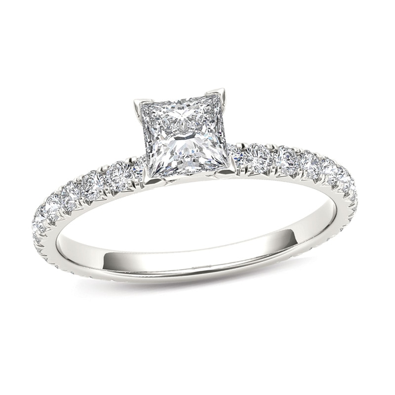 Main Image 1 of Previously Owned - 1 CT. T.W. Princess-Cut Diamond Engagement Ring in 14K White Gold
