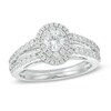 Thumbnail Image 1 of Previously Owned - 1 CT. T.W. Diamond Oval Double Frame Split Shank Engagement Ring in 14K White Gold