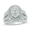 Thumbnail Image 1 of Previously Owned - 3 CT. T.W. Quad Diamond Oval Frame Multi-Row Vintage-Style Engagement Ring in 14K White Gold