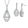Thumbnail Image 1 of Previously Owned - 1/10 CT. T.W. Diamond Accent Teardrop Pendant and Earrings Set in Sterling Silver