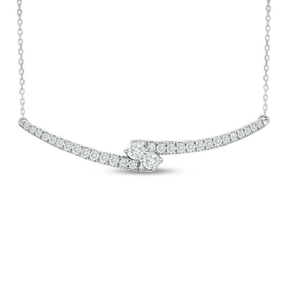 Previously Owned - Ever Us® 1/2 CT. T.w. Two-Stone Diamond Bypass Necklace in 14K White Gold - 17"