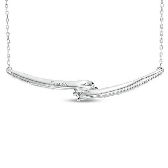 Previously Owned - Ever UsÂ® 1/2 CT. T.w. Two-Stone Diamond Bypass Necklace in 14K White Gold - 17"