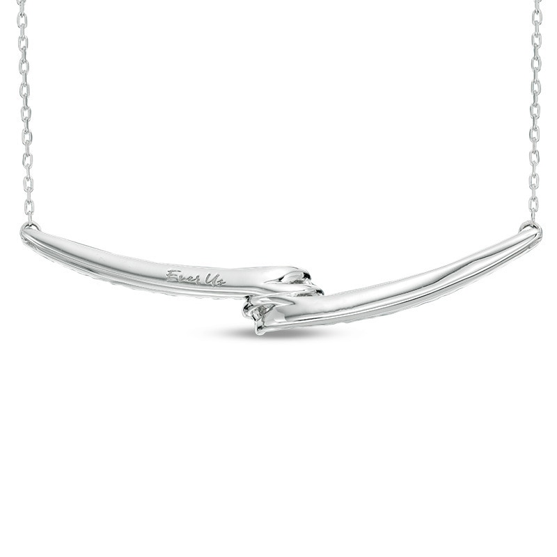 Main Image 2 of Previously Owned - Ever Us® 1/2 CT. T.W. Two-Stone Diamond Bypass Necklace in 14K White Gold - 17"