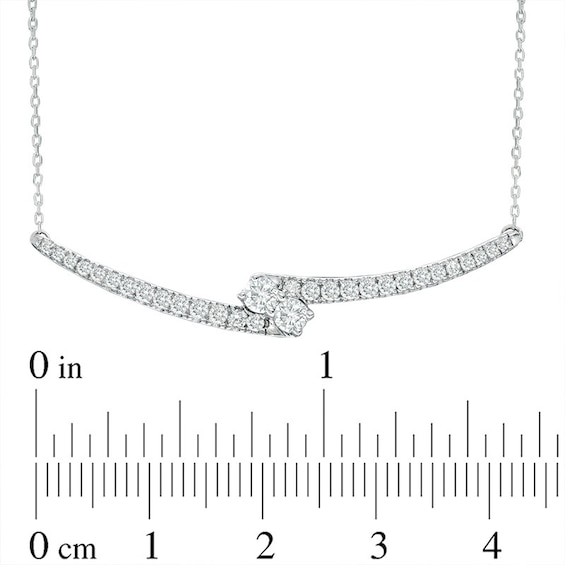 Previously Owned - Ever UsÂ® 1/2 CT. T.w. Two-Stone Diamond Bypass Necklace in 14K White Gold - 17"