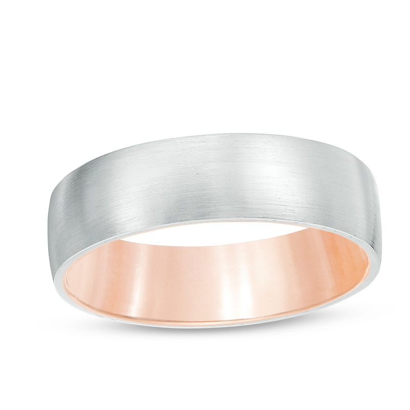 Main Image 1 of Previously Owned - 6.0mm Brushed Comfort Fit Wedding Band in 10K Two-Tone Gold