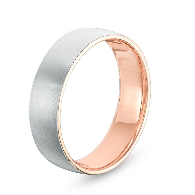 Main Image 2 of Previously Owned - 6.0mm Brushed Comfort Fit Wedding Band in 10K Two-Tone Gold