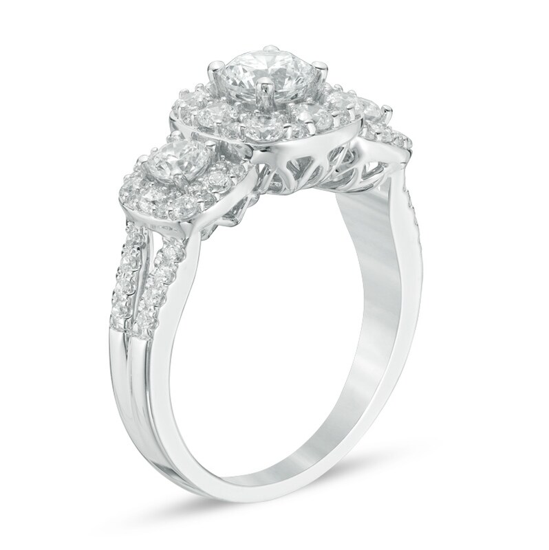 Main Image 2 of Previously Owned - Love's Destiny by Zales 1-5/8 CT. T.W. Diamond Three Stone Engagement Ring in 14K White Gold