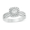 Thumbnail Image 1 of Previously Owned - 3/4 CT. T.W. Diamond Double Cushion Frame Multi-Row Split Shank Engagement Ring in 14K White Gold