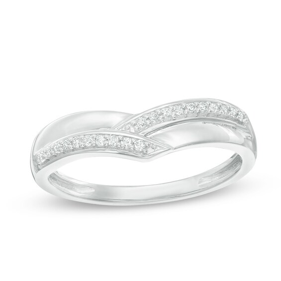 Previously Owned - 1/10 CT. T.w. Diamond Contour Wedding Band in 10K White Gold