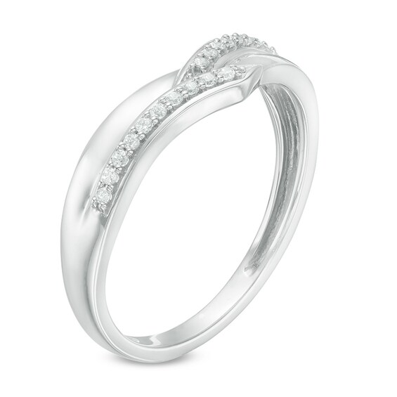 Previously Owned - 1/10 CT. T.w. Diamond Contour Wedding Band in 10K White Gold