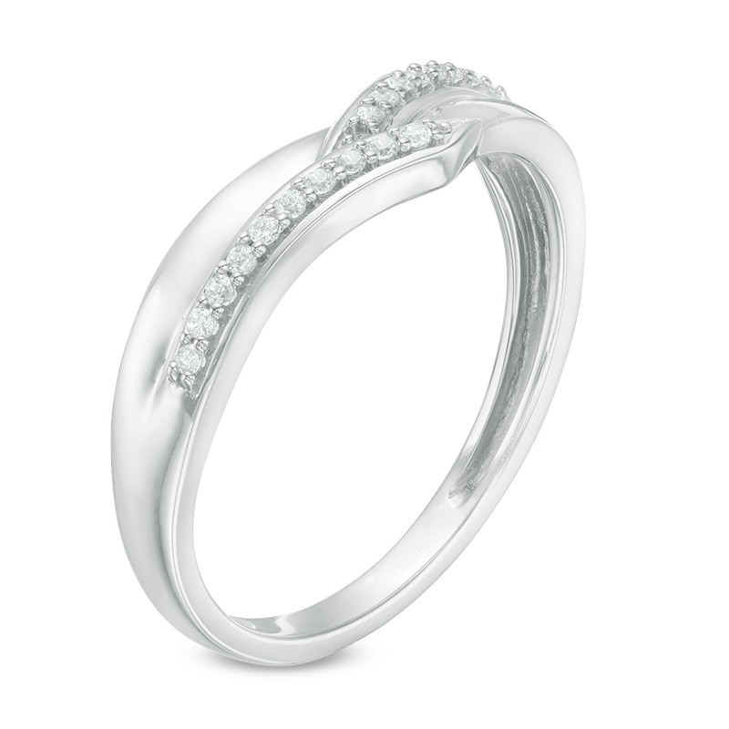 Main Image 2 of Previously Owned - 1/10 CT. T.W. Diamond Contour Wedding Band in 10K White Gold