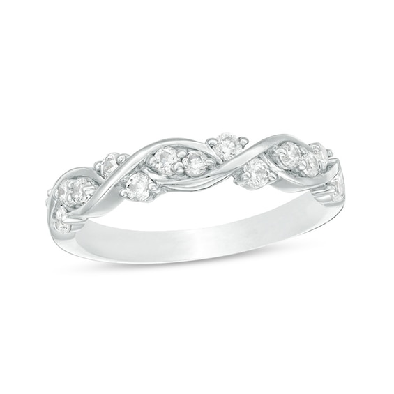 Previously Owned - 3/8 CT. T.w. Diamond Twist Braid Anniversary Band in 10K White Gold