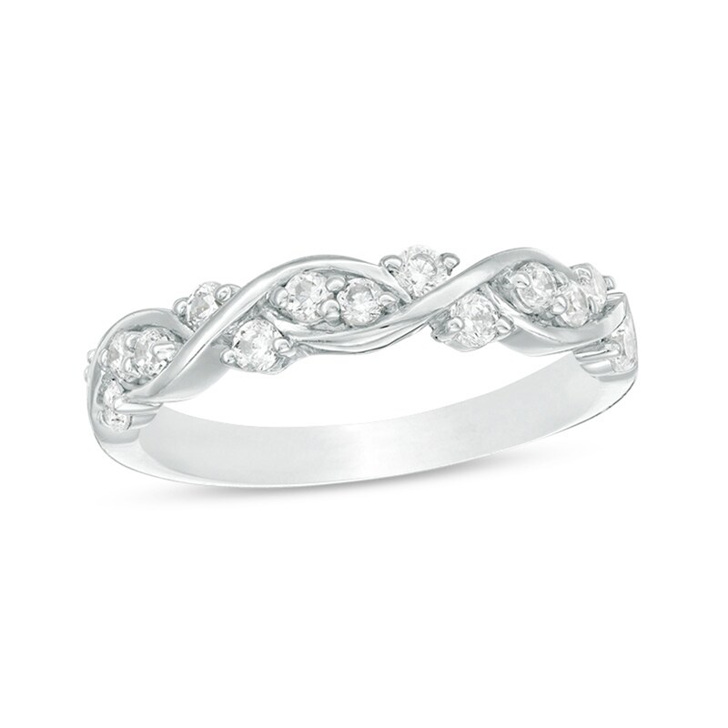 Main Image 1 of Previously Owned - 3/8 CT. T.W. Diamond Twist Braid Anniversary Band in 10K White Gold