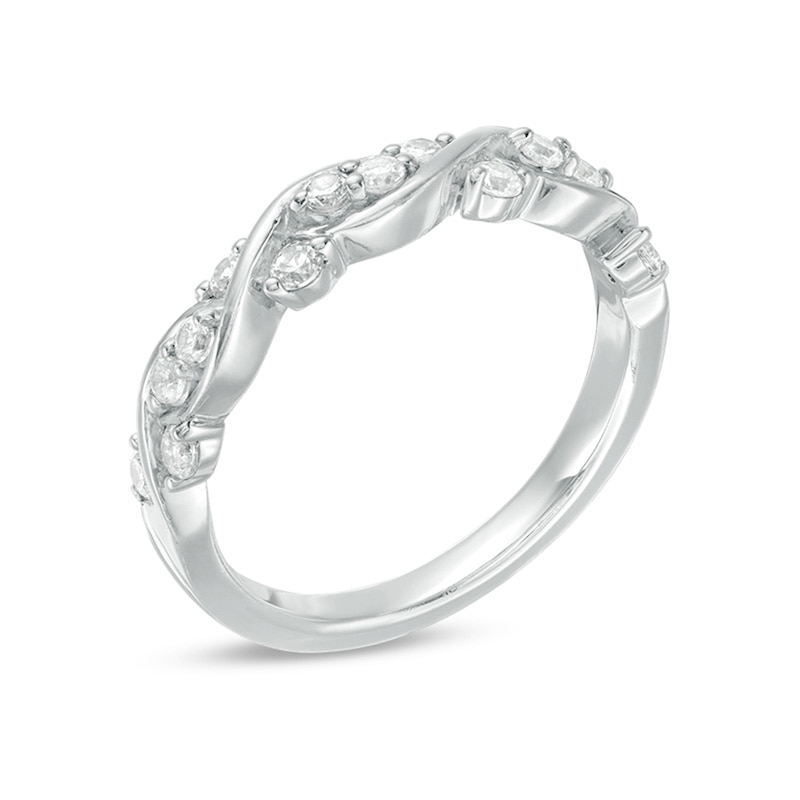 Main Image 2 of Previously Owned - 3/8 CT. T.W. Diamond Twist Braid Anniversary Band in 10K White Gold