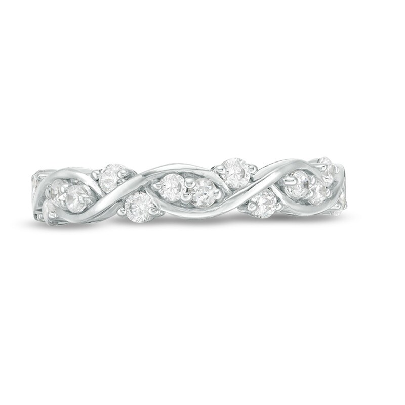 Main Image 3 of Previously Owned - 3/8 CT. T.W. Diamond Twist Braid Anniversary Band in 10K White Gold