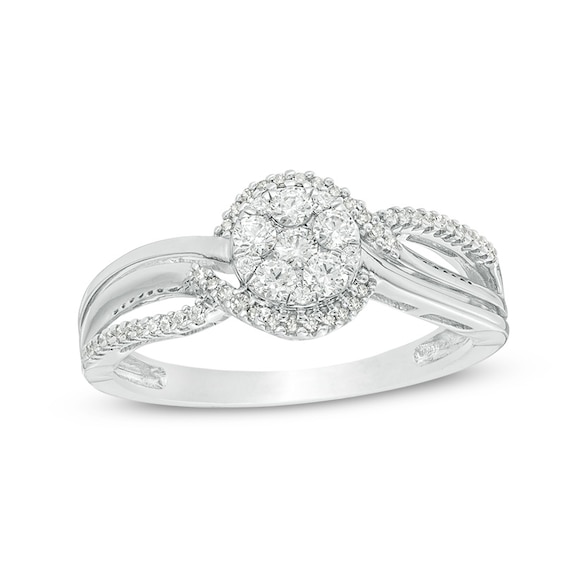 Previously Owned - 1/3 CT. T.w. Composite Diamond Bypass Promise Ring in 10K White Gold