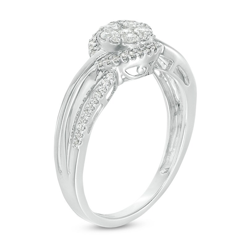 Main Image 2 of Previously Owned - 1/3 CT. T.W. Composite Diamond Bypass Promise Ring in 10K White Gold