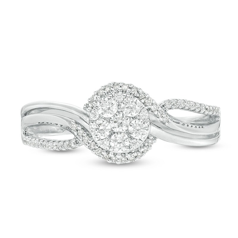Main Image 3 of Previously Owned - 1/3 CT. T.W. Composite Diamond Bypass Promise Ring in 10K White Gold