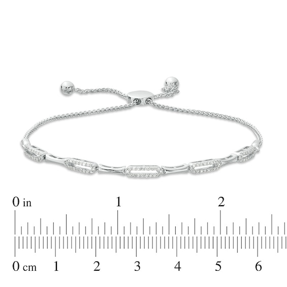 Previously Owned - 1/4 CT. T.w. Diamond Alternating Geometric Bolo Bracelet in 10K White Gold - 9.25"