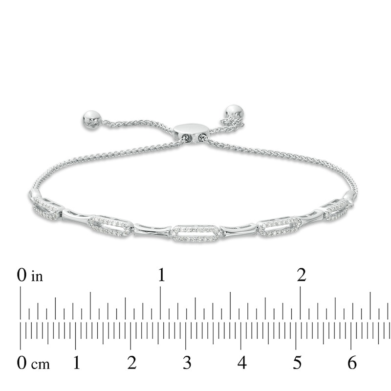 Main Image 2 of Previously Owned - 1/4 CT. T.W. Diamond Alternating Geometric Bolo Bracelet in 10K White Gold - 9.25"