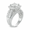 Previously Owned - 2 CT. T.W. Quad Princess-Cut and Baguette Diamond Engagement Ring in 14K White Gold