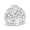 Thumbnail Image 1 of Previously Owned - 3 CT. T.W. Composite Diamond Pear-Shaped Frame Three Piece Bridal Set in 14K White Gold