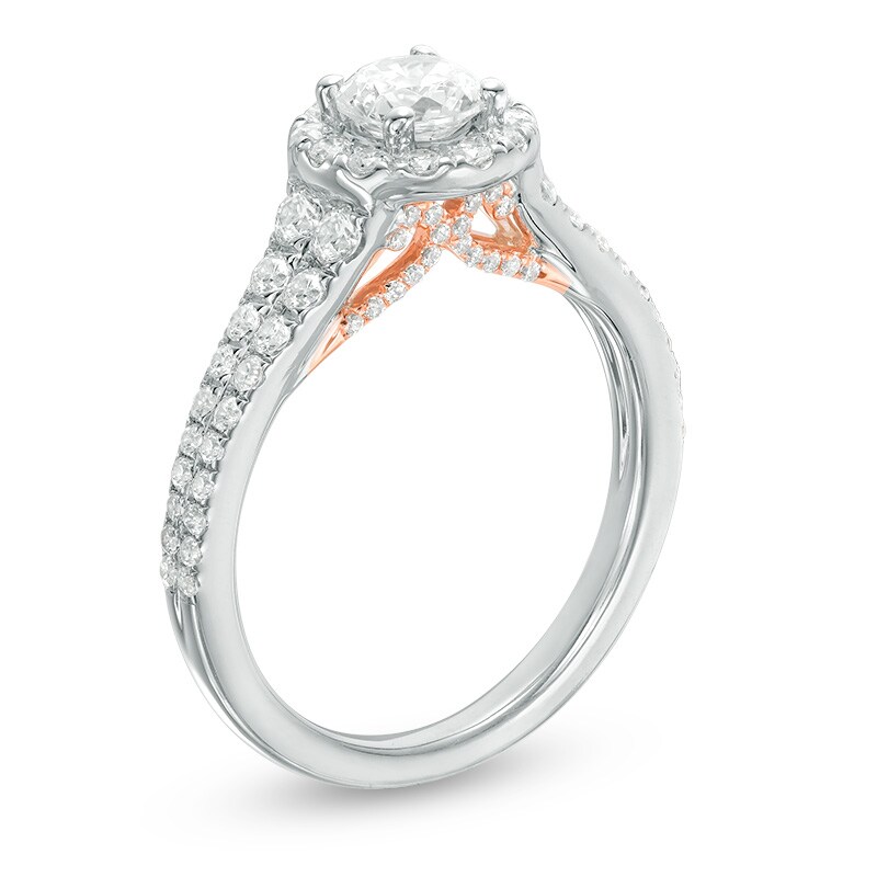 Previously Owned - Celebration Ideal 1-1/4 CT. T.W. Diamond Frame Engagement Ring in 14K White Gold