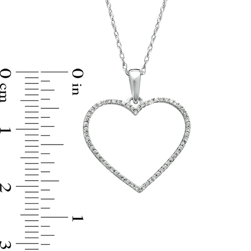 Previously Owned - 1/8 CT. T.W. Diamond Heart Outline Pendant in 10K White Gold