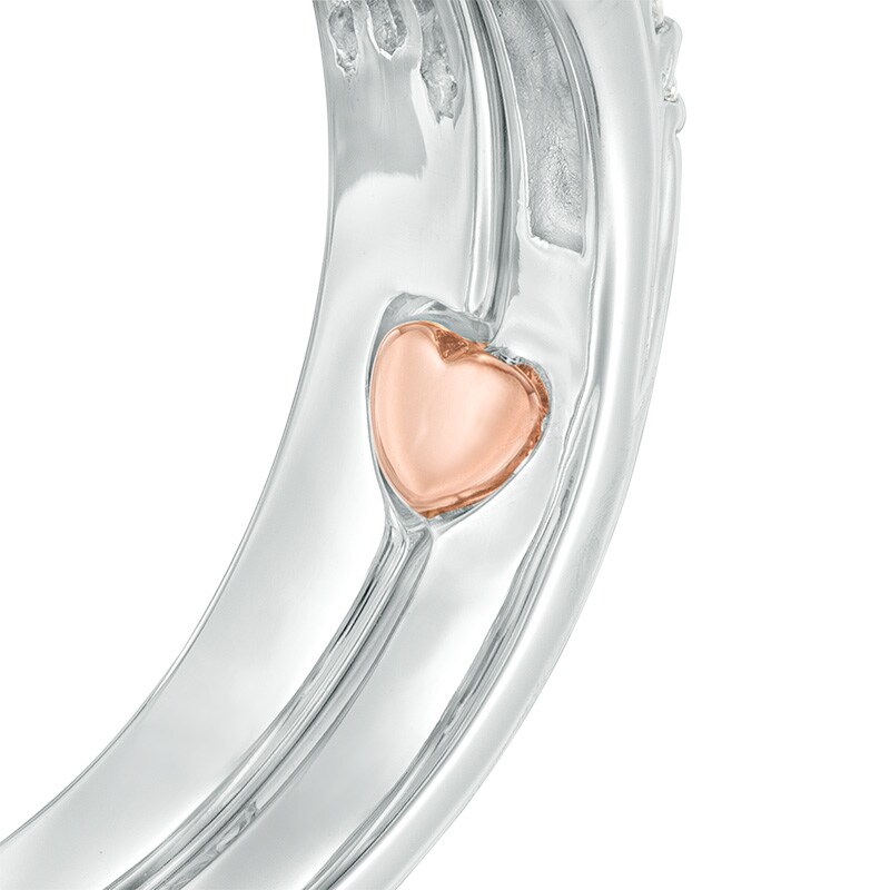 Main Image 4 of Previously Owned - 5/8 CT. T.W. Princess-Cut Diamond Frame Interlocking Bridal Set in 10K Two-Tone Gold