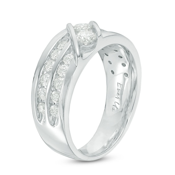 Previously Owned - Ever UsÂ® 1-1/2 CT. T.w. Two-Stone Diamond Satin Slant Band in in 10K White Gold