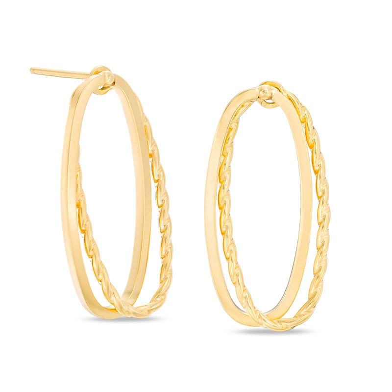 Main Image 1 of Previously Owned - Cascading Interlocking Oval Drop Earrings in 14K Gold