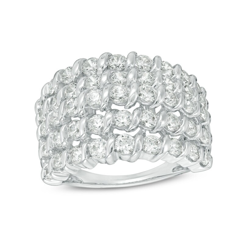 Main Image 1 of Previously Owned - 2 CT. T.W. Diamond Spiral Multi-Row Anniversary Ring in 10K White Gold