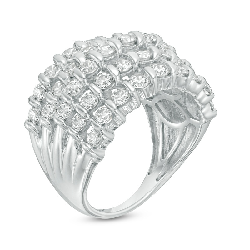 Main Image 2 of Previously Owned - 2 CT. T.W. Diamond Spiral Multi-Row Anniversary Ring in 10K White Gold