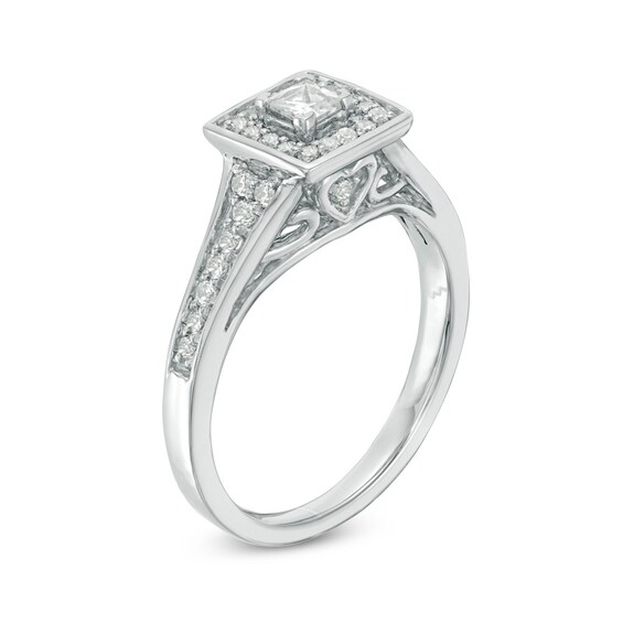 Previously Owned - 3/8 CT. T.w. Princess-Cut Diamond Frame Engagement Ring in 10K White Gold
