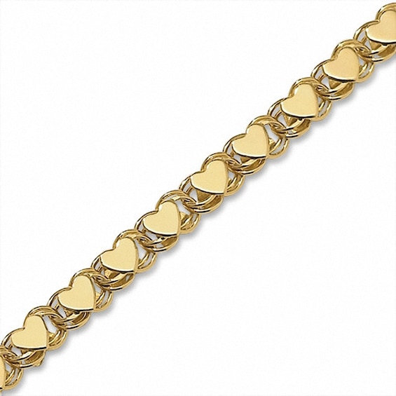 Previously Owned - 10K Gold Mirror Heart Anklet - 9.0"