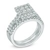 Thumbnail Image 1 of Previously Owned - 1-1/2 CT. T.W. Princess-Cut Quad Diamond Frame Three Piece Bridal Set in 14K White Gold