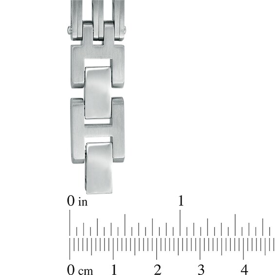 Previously Owned - 12.0mm Brushed Bridge Link Bracelet in Stainless Steel - 8.5"