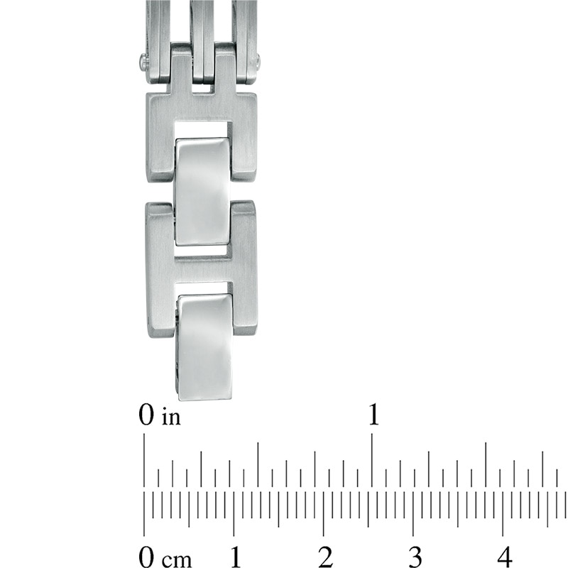 Main Image 2 of Previously Owned - 12.0mm Brushed Bridge Link Bracelet in Stainless Steel - 8.5"
