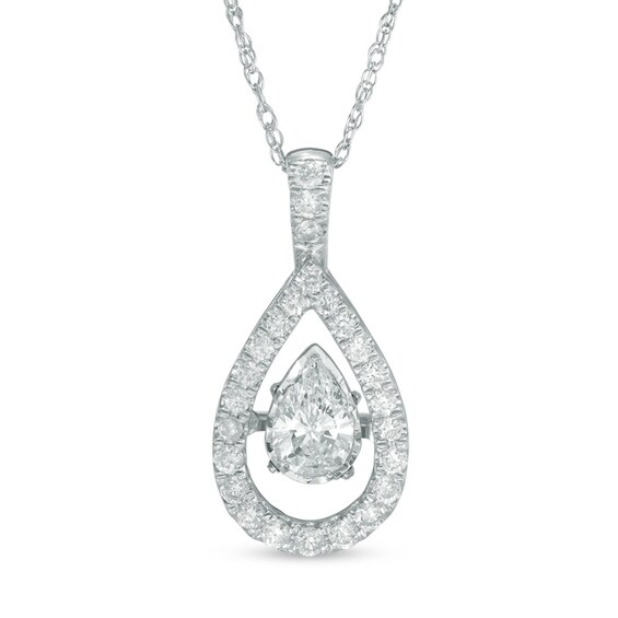 Previously Owned - 1/2 CT. T.w. Pear-Shaped Diamond Frame Pendant in 10K White Gold