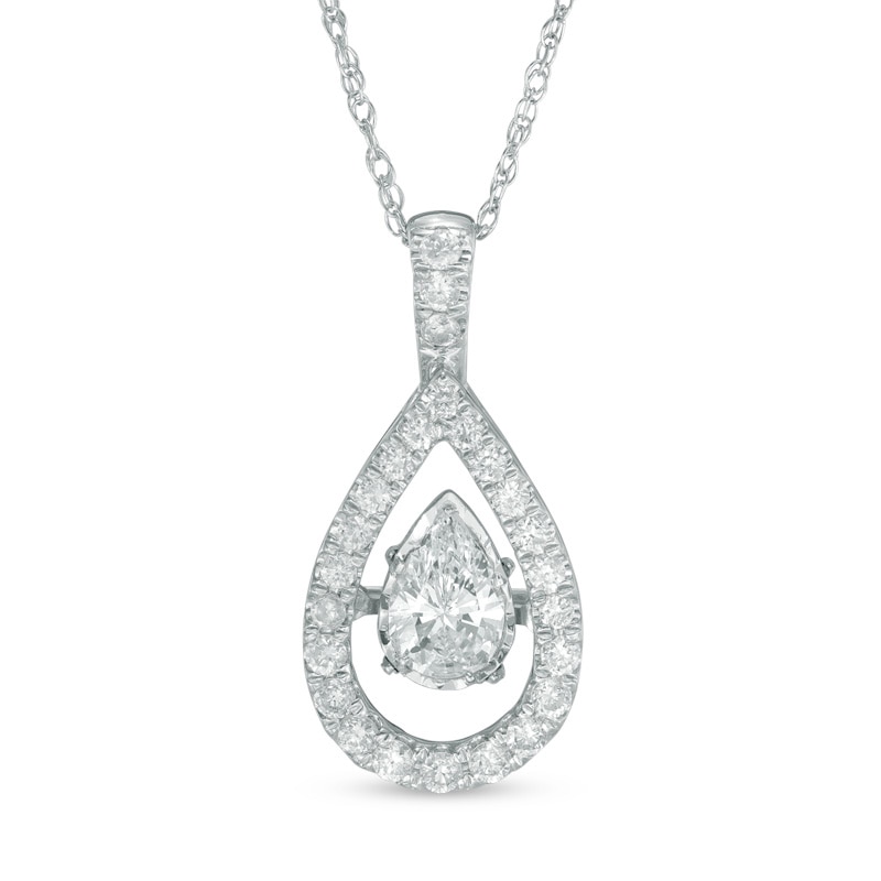 Main Image 1 of Previously Owned - 1/2 CT. T.W. Pear-Shaped Diamond Frame Pendant in 10K White Gold