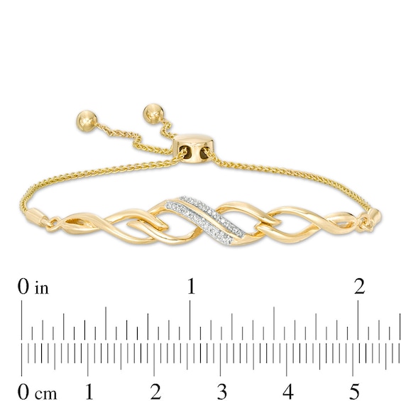 Previously Owned - 1/15 CT. T.w. Diamond Twist Bolo Bracelet in 10K Gold - 9.5"